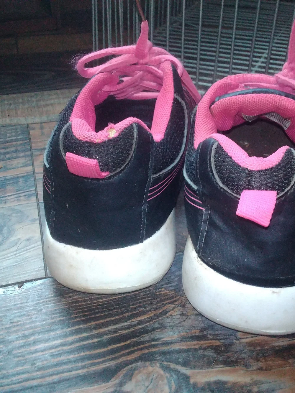 Girls Size 3 Black and Pink Athletic Sneakers Lightweight